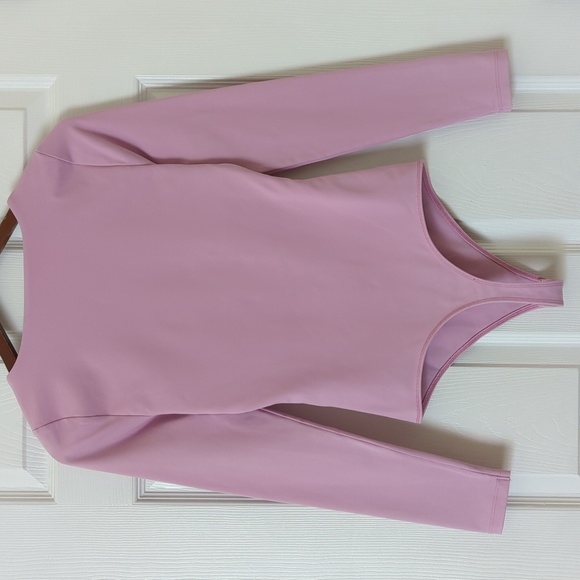 Abercrombie & Fitch Form Fitting Scoop Neck Long Sleeve Thong Bodysuit Purple S - Picture 10 of 12